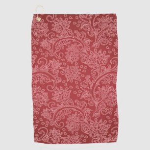 Red Paisley Damask Designer Floral Classic Golf Towel