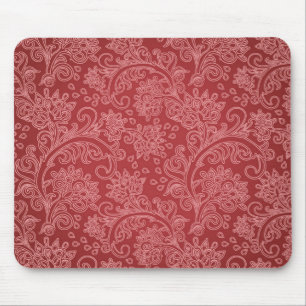 Red Paisley Damask Designer Floral Vintage Classic Mouse Pad