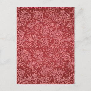 Red Paisley Damask Designer Floral Vintage Classic Postcard