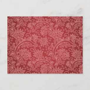 Red Paisley Damask Designer Floral Vintage Classic Postcard