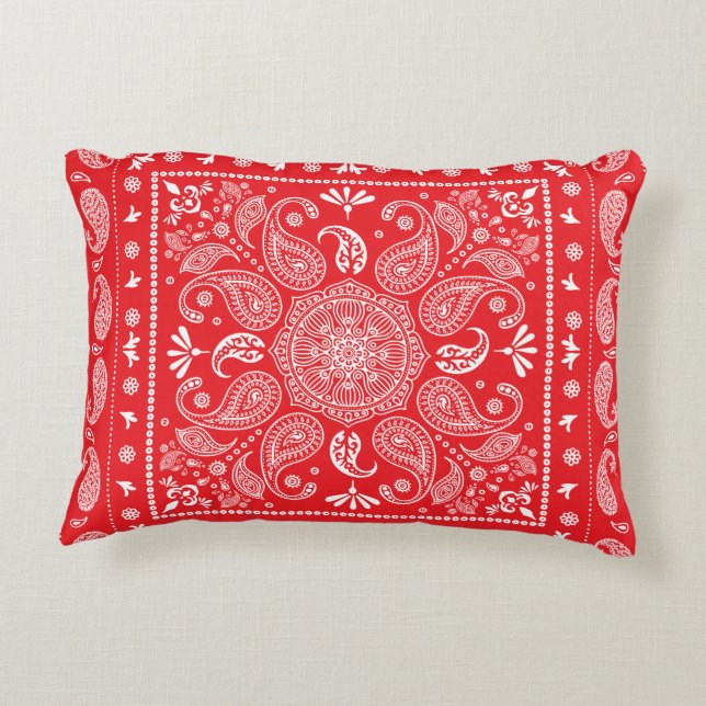 Red Paisley Design-1 accent pillow (Back)