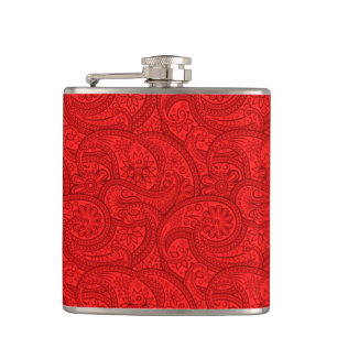 Red Paisley Hip Flask