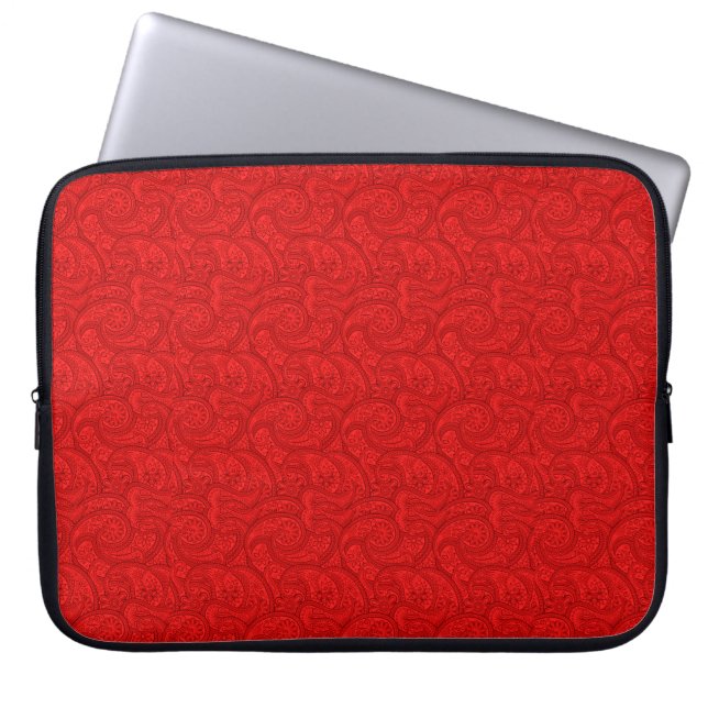Red Paisley Laptop Sleeve (Front)