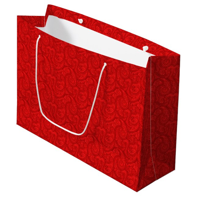 Red Paisley Large Gift Bag (Front Angled)