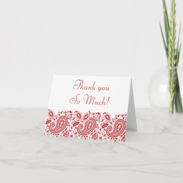 Red paisley muslim wedding Thank you (Front)