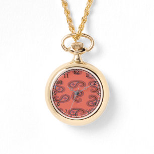 red paisley pattern watch