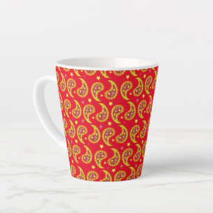 Red paisley personalized Christmas Latte Mug