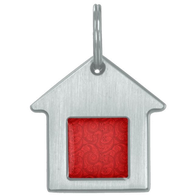 Red Paisley Pet Name Tag (Front)