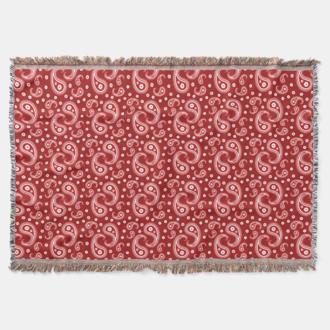 Red Paisley Throw Blanket (Front)