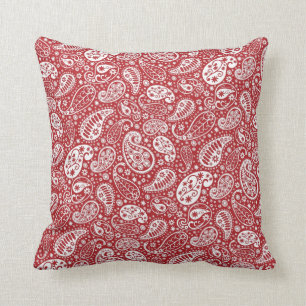 "Red Paisley Throw Pillow" Pillow