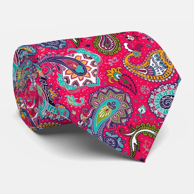 Red Paisley Tie (Rolled)