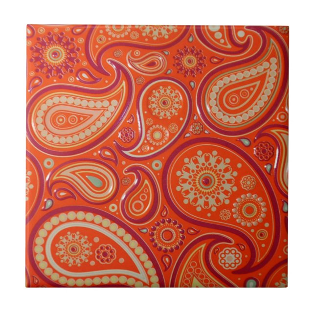 Red Paisley Tile (Front)