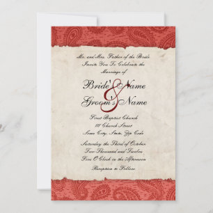 Red Paisley Wedding Invitation