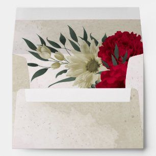red pale yellow flowers wedding envelope