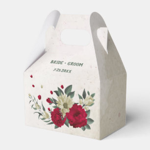red pale yellow flowers wedding favor box