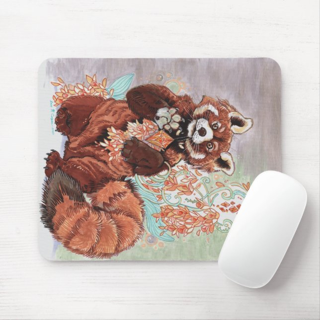 Red Panada Crystalline Vibes Art Mouse Pad (With Mouse)
