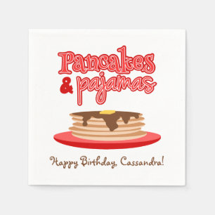 Red Pancakes and Pyjamas Birthday Party Napkin