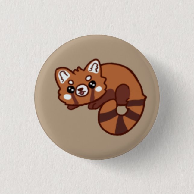 Red panda 1 inch round button (Front)