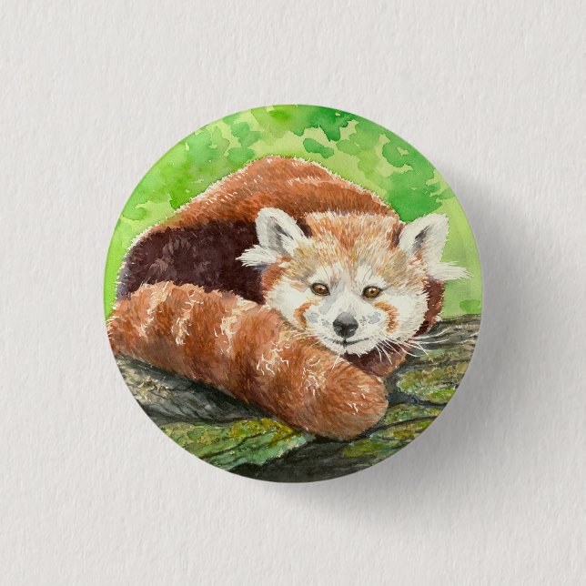 Red panda 1 inch round button (Front)