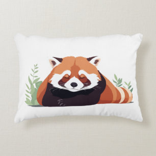 Red Panda Adorable Cute Animal Sleeping Relaxing  Accent Pillow