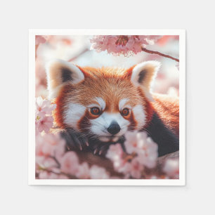 Red Panda Among Cherry Blossoms  Napkin