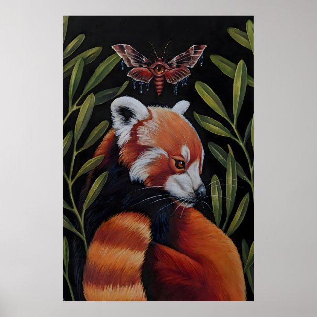 Red Panda and Moth- Giclee Print from original (Front)