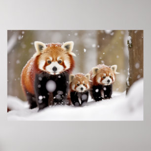 Red Panda Animal Family Wandering Nature Poster