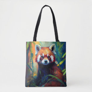 Red Panda Animal Portrait Painting Wildlife Forest Tote Bag