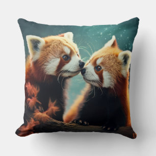 Red Panda Animal Wildlife Wilderness Colourful Art Throw Pillow