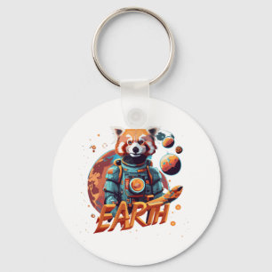 Red panda astronaut keychain