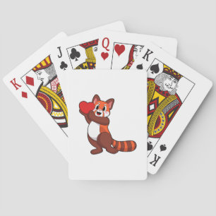 Red panda at Love with Heart.PNG Playing Cards