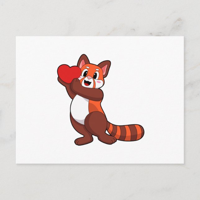 Red panda at Love with Heart.PNG Postcard (Front)