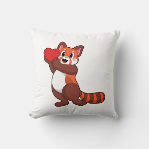 Red panda at Love with Heart.PNG Throw Pillow
