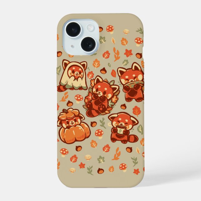 Red Panda Autumn Time iPhone 15 Case (Back)