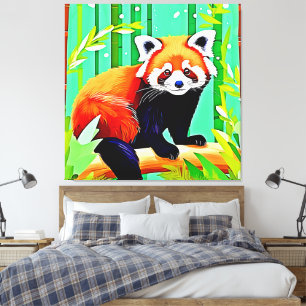 Red Panda Bamboo Forest Canvas Print