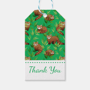 Red Panda & Bamboo Leaves Pattern Gift Tags