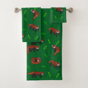 Red Panda Bath Towel Set