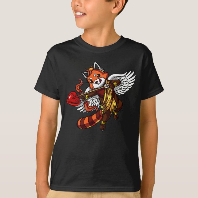 Red Panda Bear Cute Cupid Animal T-Shirt (Front)