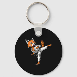 Red Panda Bear Karate Martial Arts Kickboxing Jiu Keychain