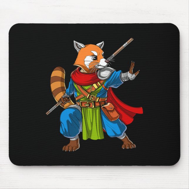 Red Panda Bear Ninja Samurai Warrior Funny Kung Fu Mouse Pad (Front)