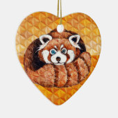 Red Panda Bear On Orange Cubism Ceramic Ornament (Right)