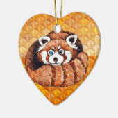 Red Panda Bear On Orange Cubism Ceramic Ornament (Left)