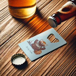 Red Panda Best Yoga Teacher Gift Animal Artwork Credit Card Bottle Opener
