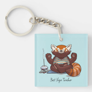Red Panda Best Yoga Teacher Gift Animal Artwork Keychain