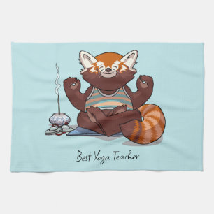 Red Panda Best Yoga Teacher Gift Animal Artwork Kitchen Towel