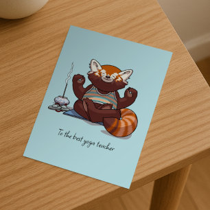 Red Panda Best Yoga Teacher Thank You Artwork Postcard