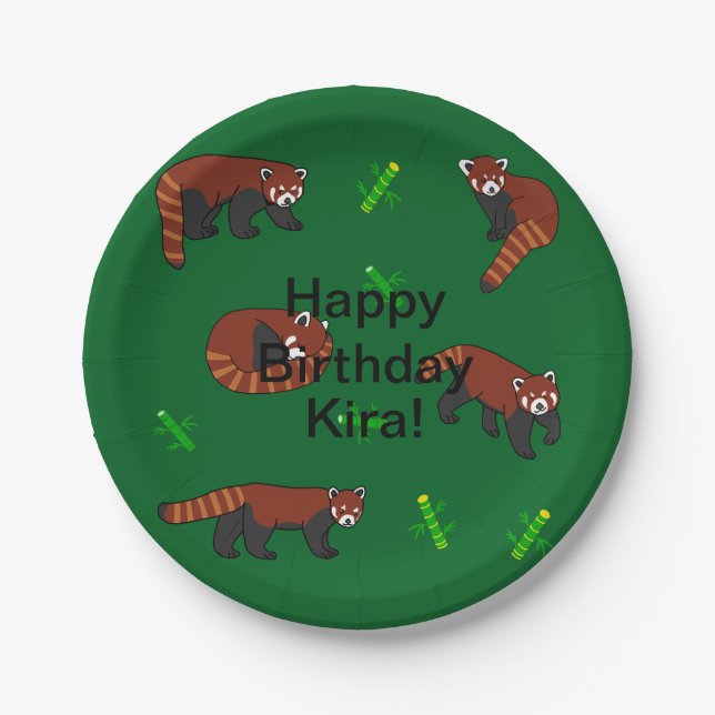 Red Panda Birthday Paper Plate (Front)