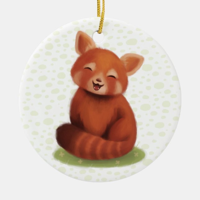 Red Panda Ceramic Ornament (Front)