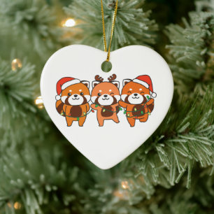 Red Panda Christmas Animals Cute Red Pandas Cerami Ceramic Ornament
