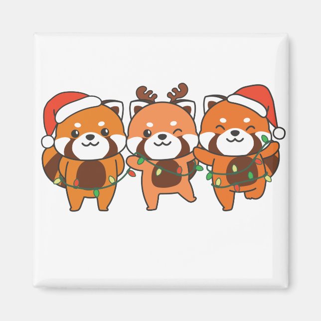 Red Panda Christmas Animals Cute Red Pandas Magnet (Front)
